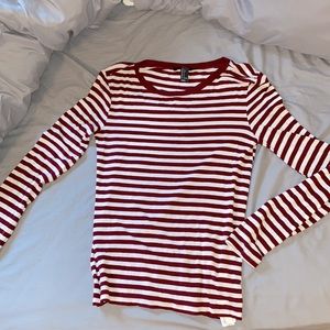 Forever 21 long sleeve maroon striped shirt